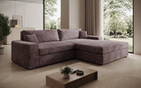 Designer Ecksofa Lugo in Cord – Mauve – Rechts