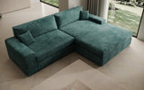 Designer Ecksofa Lugo in Cord – Petrol – Rechts