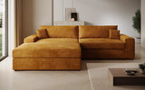 Designer Ecksofa Lugo in Cord – Amber – Links