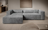 Designer Ecksofa Vasto in Cord – Hellgrau – Links