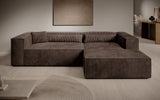 Designer Ecksofa Vasto in Cord – Braun – Rechts