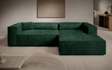 Designer Ecksofa Vasto in Cord – Grün – Rechts