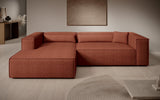 Designer Ecksofa Vasto in Strukturstoff – Terrakotta – Links