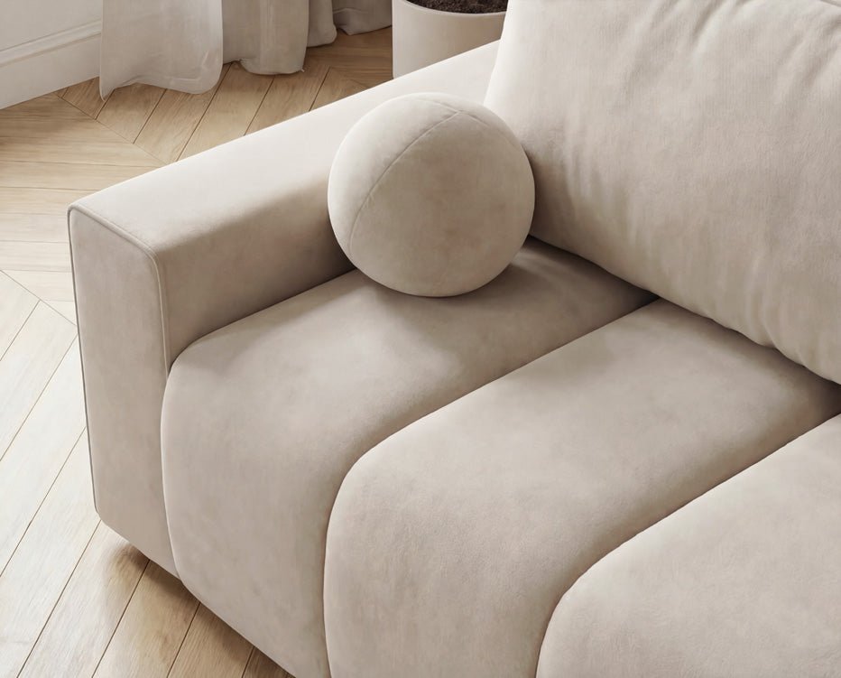 Designer 3 Sitzer Sofa Vena mit Stauraum und Schlaffunktion in Samt