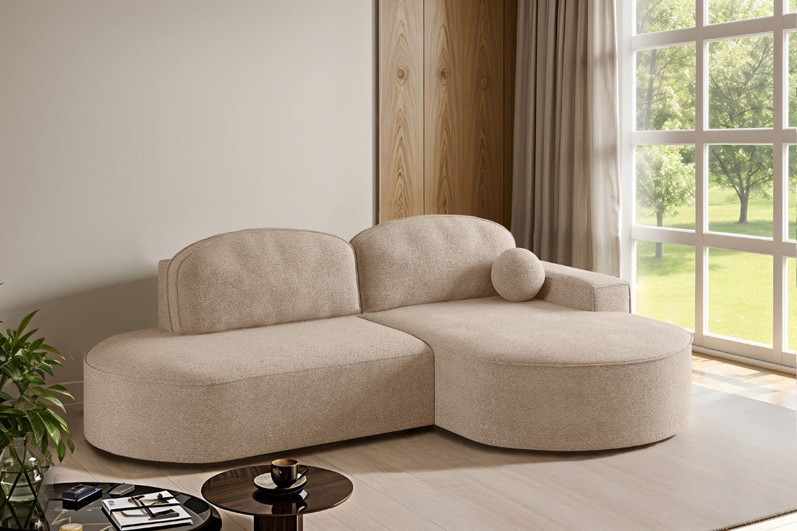 Designer Sofa Lenny Bouclé mat Schloof- an Zesummeklappfunktioun
