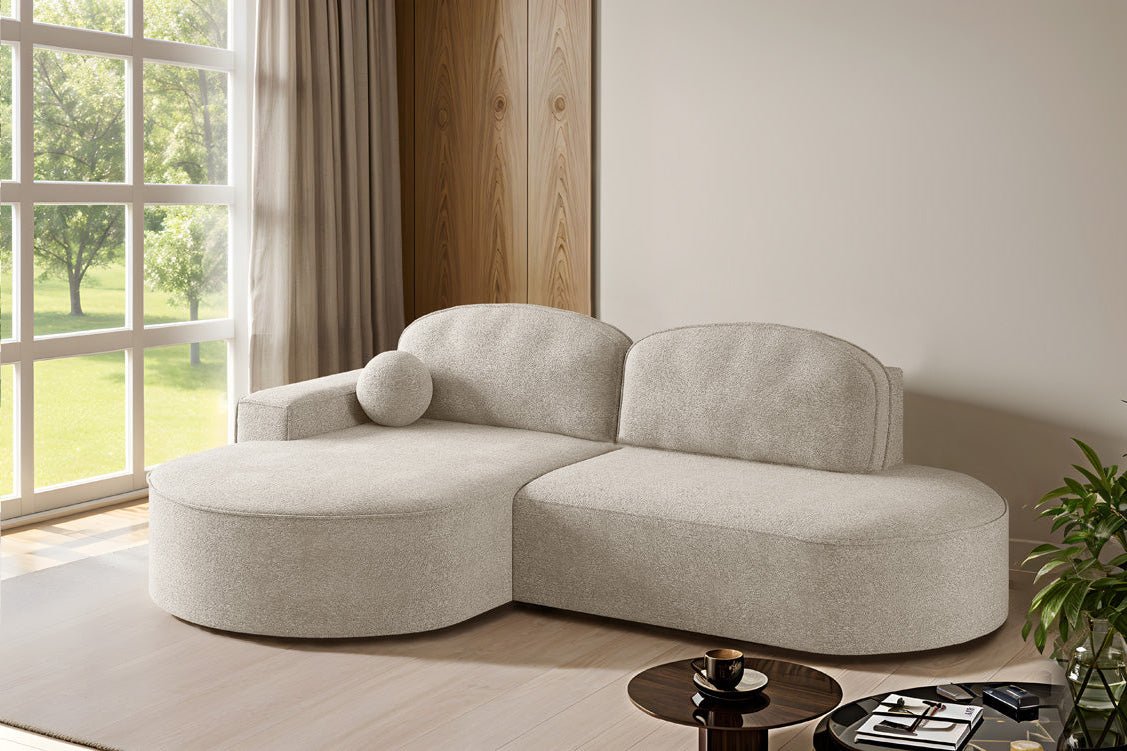 Designer Sofa Lenny Bouclé mat Schloof- an Zesummeklappfunktioun