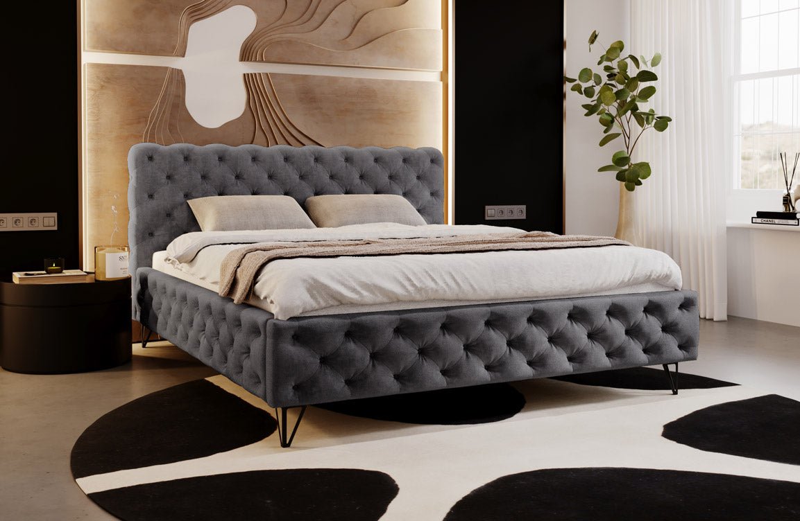Designer Polsterbett Sienna aus Samt ouni Stauraum
