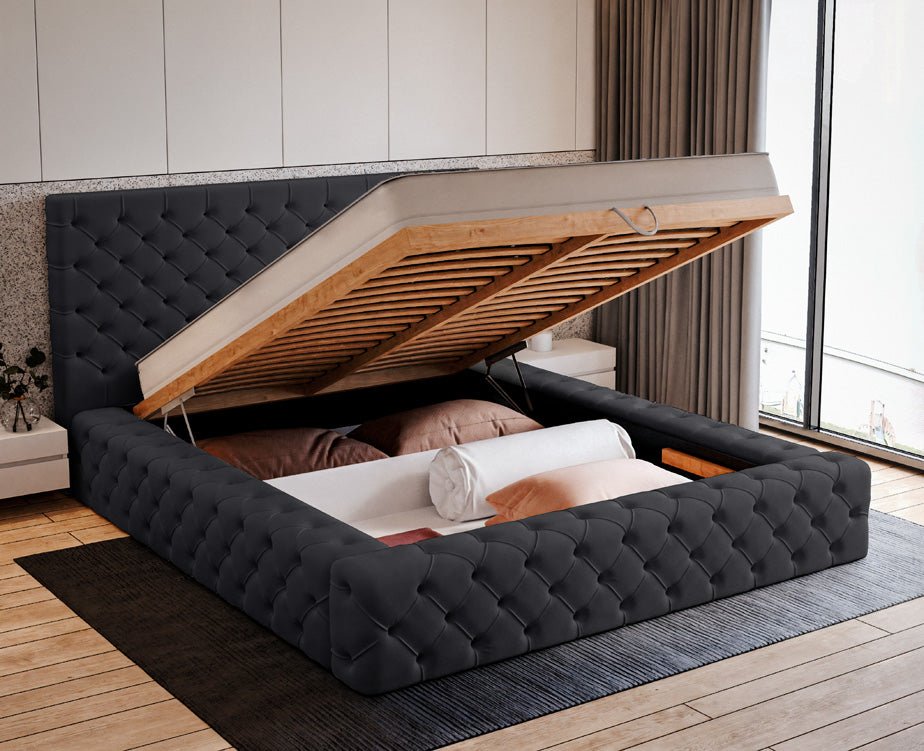 Designer Polsterbett Lana Samt mat Späicherraum