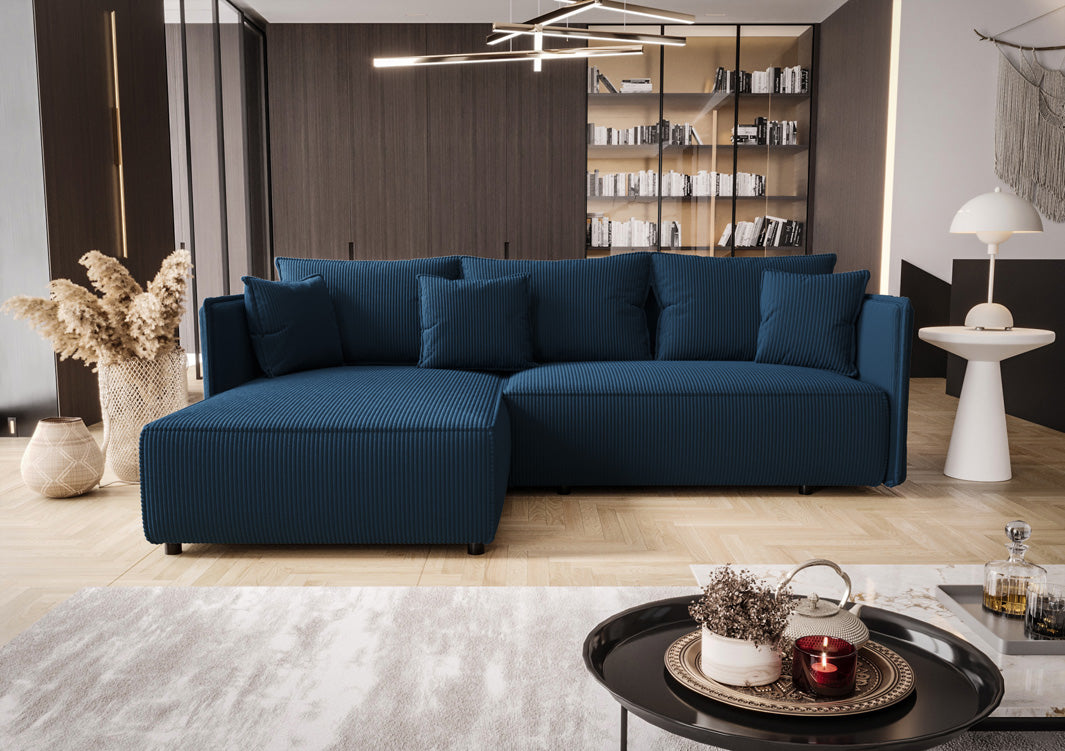 Designer Sofa Marlen mit Schlaf- und Klappfunktion in Cord