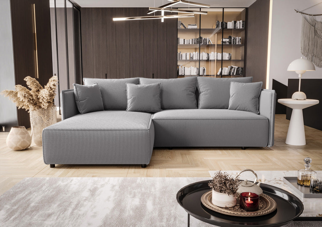 Designer Sofa Marlen mit Schlaf- und Klappfunktion in Cord