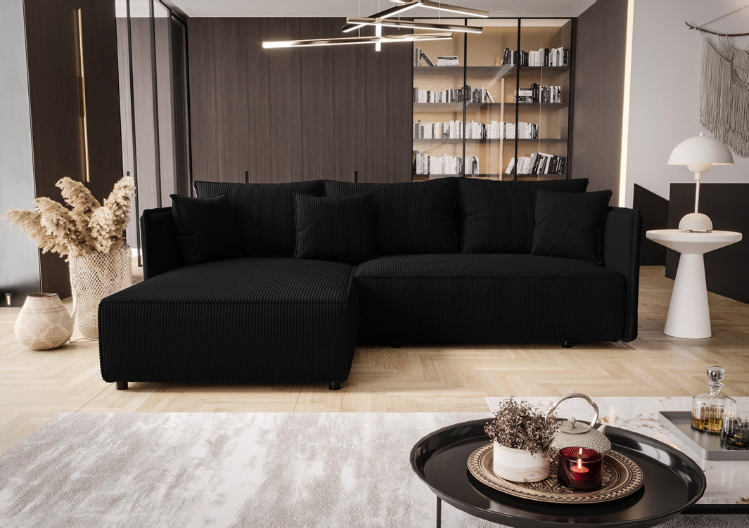 Designer Sofa Marlen mit Schlaf- und Klappfunktion in Cord