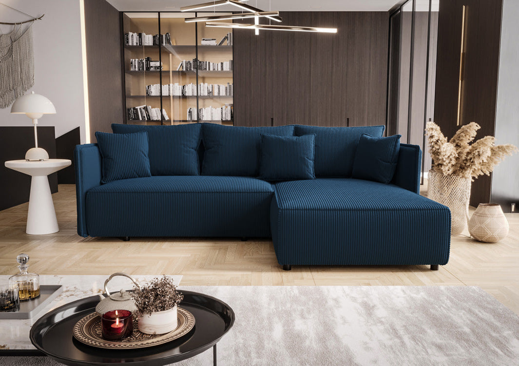 Designer Sofa Marlen mit Schlaf- und Klappfunktion in Cord