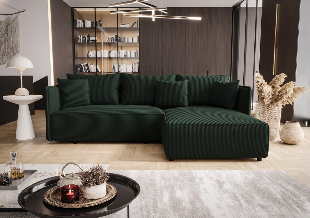 Designer Sofa Marlen mit Schlaf- und Klappfunktion in Cord