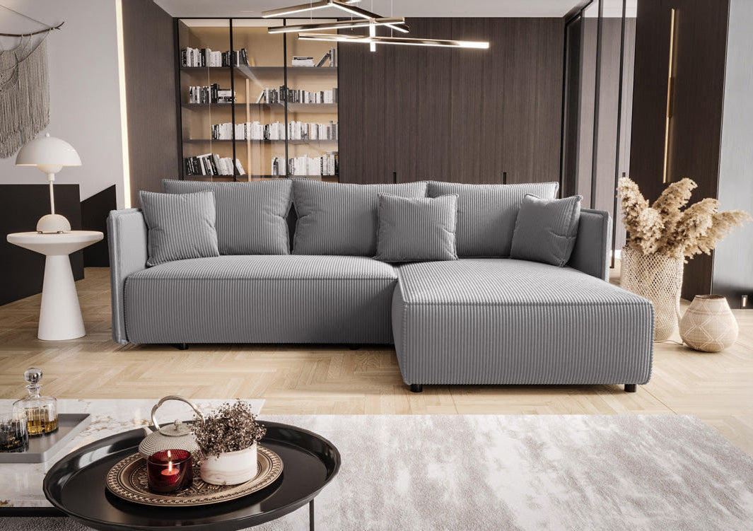 Designer Sofa Marlen mit Schlaf- und Klappfunktion in Cord