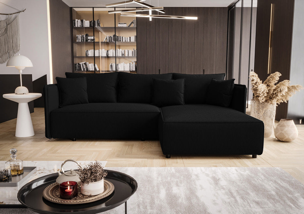 Designer Sofa Marlen mit Schlaf- und Klappfunktion in Cord