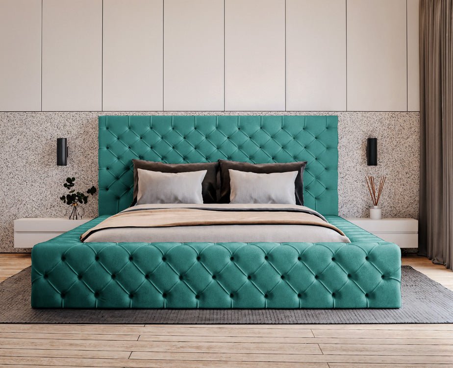 Designer Polsterbett Lana Samt mat Späicherraum