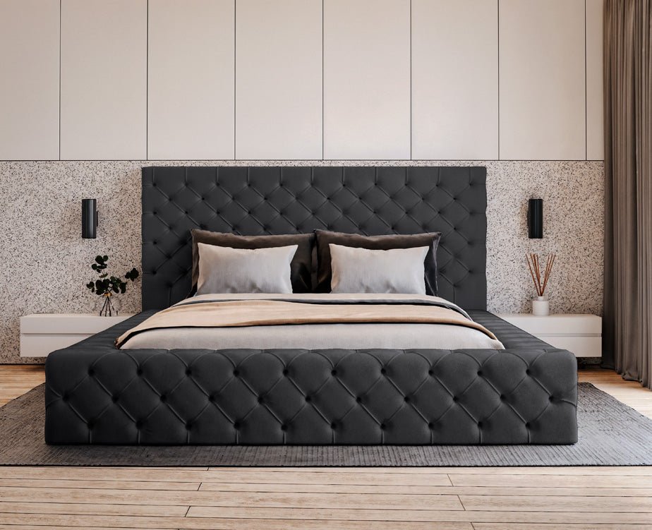 Designer Polsterbett Lana Samt mat Späicherraum