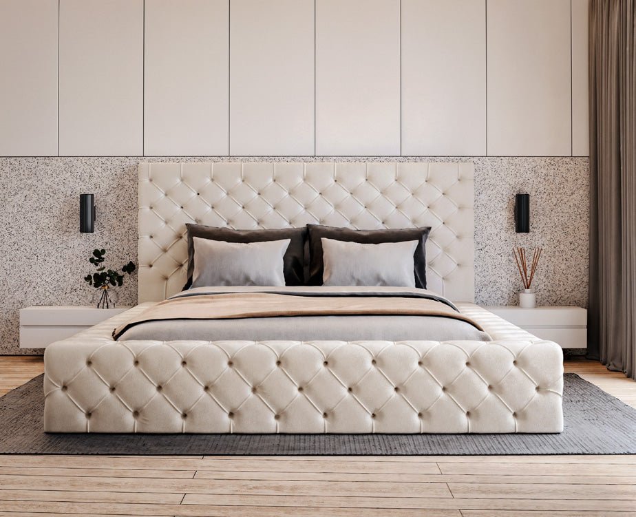 Designer Polsterbett Lana Samt mat Späicherraum