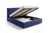 Designer Polsterbett Ria in Samt mit Stauraum – Blau
