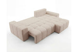 Designer Ecksofa Arvo in Bouclé mit Schlaffunktion & Stauraum – Beige – Rechts