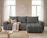 Designer Ecksofa Arvo in Bouclé mit Schlaffunktion & Stauraum – Grau – Rechts