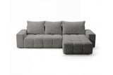 Designer Ecksofa Arvo in Bouclé mit Schlaffunktion & Stauraum – Grau – Rechts