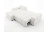 Designer Ecksofa Arvo in Bouclé mit Schlaffunktion & Stauraum – Weiß – Links