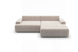 Designer Ecksofa Pino in Samt mit Schlaffunktion & Stauraum – Beige – Rechts