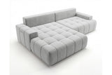 Designer Ecksofa Pino in Samt mit Schlaffunktion & Stauraum – Hellgrau – Links