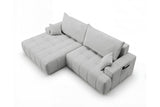 Designer Ecksofa Pino in Samt mit Schlaffunktion & Stauraum – Hellgrau – Links