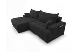 Designer Ecksofa Pino in Samt mit Schlaffunktion & Stauraum – Schwarz – Links