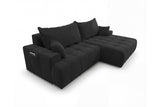 Designer Ecksofa Pino in Samt mit Schlaffunktion & Stauraum – Schwarz – Rechts