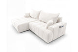 Designer Ecksofa Pino in Samt mit Schlaffunktion & Stauraum – Weiß – Links