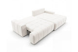 Designer Ecksofa Pino in Samt mit Schlaffunktion & Stauraum – Weiß – Rechts