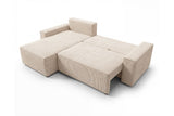 Designer Ecksofa Rino in Cord mit Schlaffunktion & Stauraum – Beige – Rechts