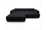 Designer Ecksofa Corso in Samt mit Schlaffunktion & Stauraum – Schwarz – Links
