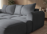 Designer Ecksofa Corso in Samt mit Schlaffunktion & Stauraum – Grau – Rechts
