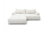 Designer Ecksofa Corso in Samt mit Schlaffunktion & Stauraum – Weiß – Links