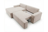 Designer Ecksofa Frido in Samt mit Schlaffunktion & Stauraum – Beige – Links
