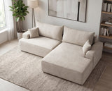 Designer Ecksofa Frido in Samt mit Schlaffunktion & Stauraum – Beige – Rechts