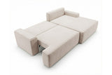 Designer Ecksofa Frido in Samt mit Schlaffunktion & Stauraum – Beige – Rechts