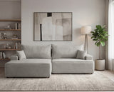 Designer Ecksofa Frido in Samt mit Schlaffunktion & Stauraum – Hellgrau – Links