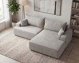 Designer Ecksofa Frido in Samt mit Schlaffunktion & Stauraum – Hellgrau – Rechts