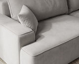 Designer Ecksofa Frido in Samt mit Schlaffunktion & Stauraum – Hellgrau – Rechts
