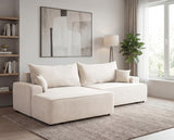 Designer Ecksofa Frido in Samt mit Schlaffunktion & Stauraum – Weiß – Links
