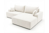 Designer Ecksofa Frido in Samt mit Schlaffunktion & Stauraum – Weiß – Rechts