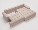Designer Ecksofa Nemo in Stoff mit Schlaffunktion & Stauraum – Sand – Rechts