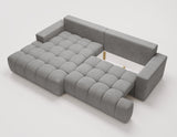 Designer Ecksofa Nemo in Stoff mit Schlaffunktion & Stauraum – Grau – Links