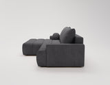 Designer Ecksofa Nemo in Stoff mit Schlaffunktion & Stauraum – Anthrazit – Links