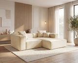 Designer Ecksofa Reno in Samt – Beige – Rechts